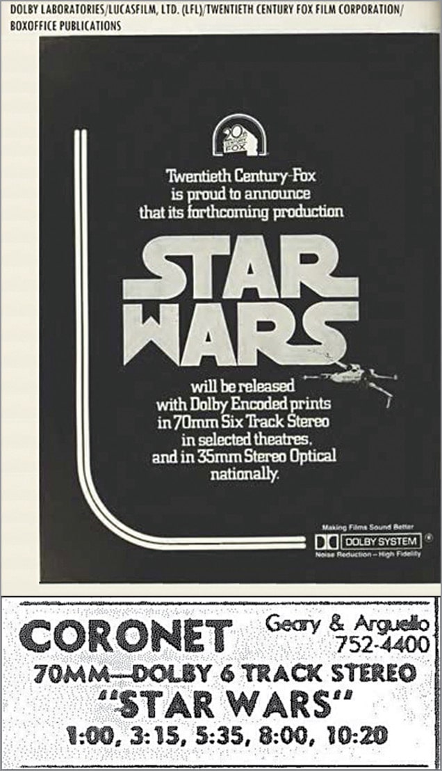 Star Wars used Dolby to provide sound for the film